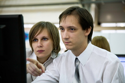 Man looking at computer screen